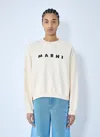 Marni Ivory Sweatshirt With Textured Lettering In Neutral