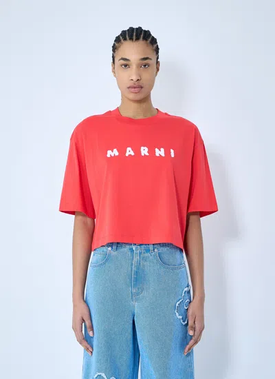 Marni Women Logo Print T-shirt In Red