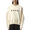 Marni Ivory Sweatshirt With Textured Lettering In Ivory