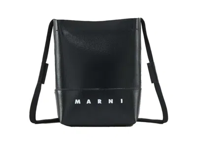 Pre-owned Marni Women's  Borsa A Tracolla Nera Con Logo In Black