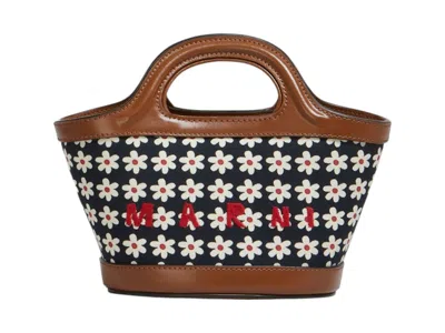 Pre-owned Marni Women's  Leather And Striped Canvas Micro Bag In Zo823
