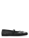 Marni Black Ballerinas With Embossed Bow Detail On The Front In Leather Woman In Black