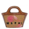 Marni Tropicalia Floral-embroidered Woven Clutch Bag In Multi