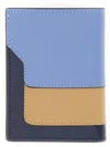Marni Blue, Beige And Light Blue Saffiano Leather Bi-fold Wallet In Multicolor