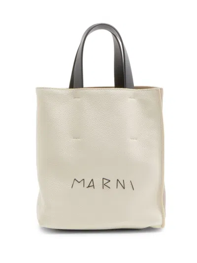 Marni Women's Museo Mini Leather Soft Tote Bag In Ivory Creta Black