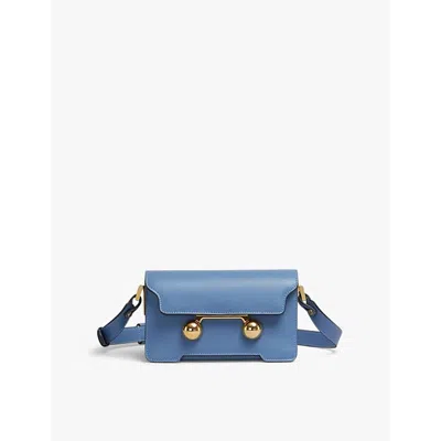 Marni Womens Opal Trunkaroo Branded-hardware Leather Shoulder Bag In 蓝色