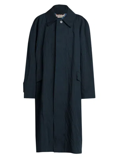 Marni Woman Midnight Blue Cotton Trench Coat In Nachtblau