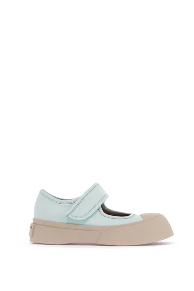 Marni Pablo Mary Jane Nappa Leather Sneakers In Blue