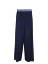 Marni Wide-leg Black Trousers With Elastic Waistband In Blue