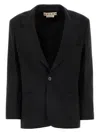 Marni Stretch Polyester Blazer With Front Pockets In Black