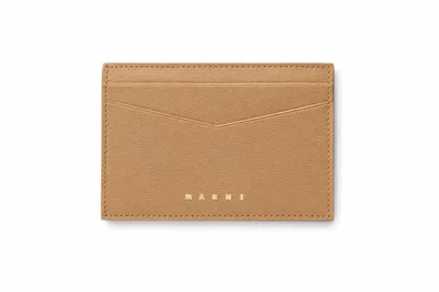 Marni Women's Prisma Tumbled Leather Folded Wallet In Cement Gray In Brown