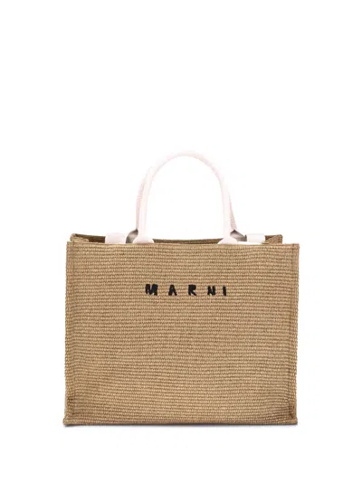 Marni Women Raffia-effect Tote Bag In Neutral