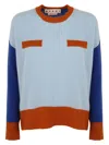 Marni Color Block Light Blue Cashmere Sweater In White