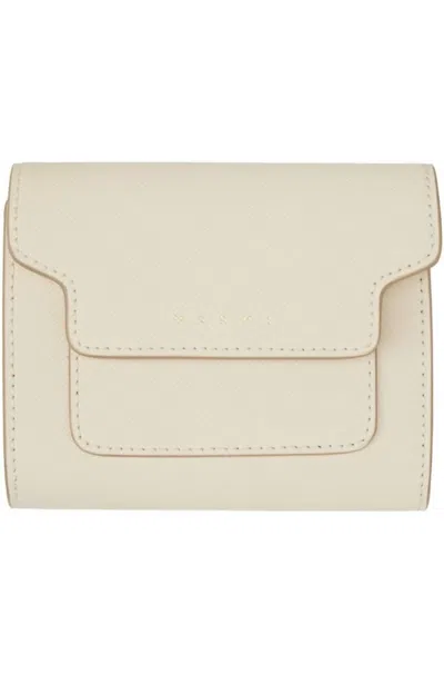 Marni Women's Saffiano Leather Trifold Wallet In Off-white
