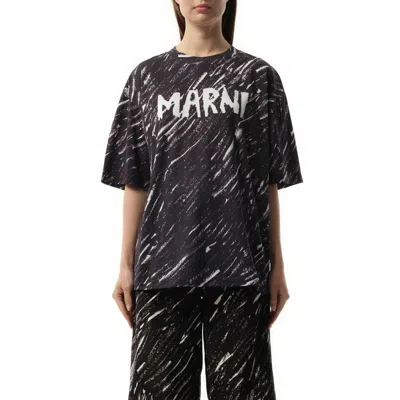 Marni Women's Scribbled Logo T-shirt In Black