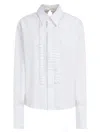 Marni Collared Neck Long Sleeves Ruffle Detail In White