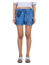 Marni Silk Shorts With Elastic Waist And Tie Detail In Multicolour