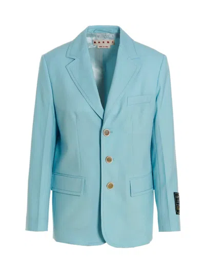 Marni Women's Single-breasted Blazer Jacket In Light Blue