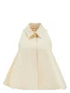 Marni Sleeveless A-line Collared Embroidered Top In Ivory