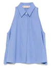 Marni Flared Cotton Blouse In Bluelilac