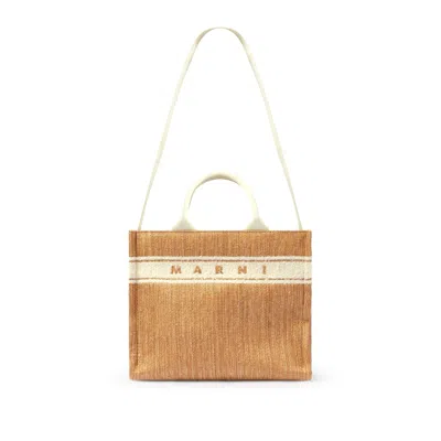 Marni Women's Small Logo Basket In Ecru/white