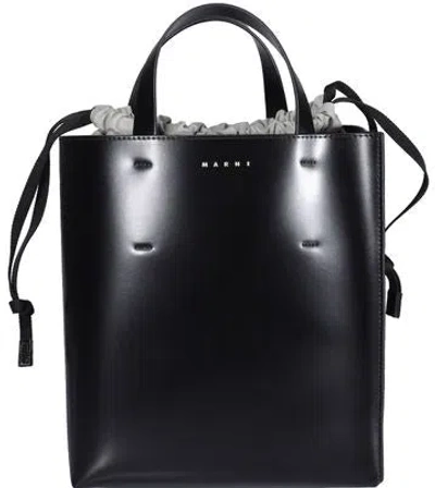 Marni Museo Small Leather Tote Bag In Black