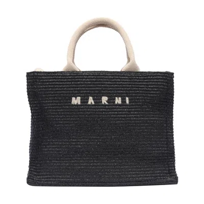 Marni Women Small Rafia Effect Tote Bag In Black