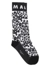 Marni Floral Pattern Ribbed Cuffs Lingerie Socks In Black