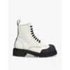 MARNI MARNI WOMEN'S STONE WHITE CONTRAST-STITCHED CHUNKY-SOLE LEATHER ANKLE BOOTS