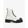 Marni Leather Combat Boots With Contrasting Seams In Stone White