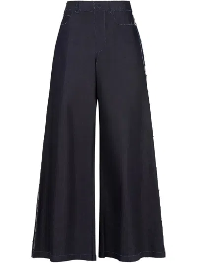 Marni Women Stretch Cotton Wide Leg Jeans