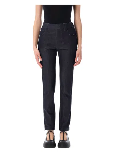 Marni Slim Denim Trousers Contrast Stitching In Blue