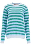 Marni Striped Crewneck Pullover In Blue