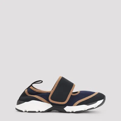 Marni Dark Blue And Black Mary Jane Running Polyamide Sneakers In Multi