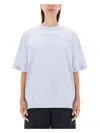 Marni Cotton Knit T-shirt With Logo Detail In Baby Blue