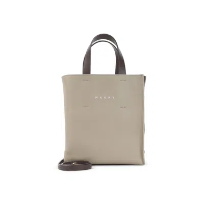 Marni Taupe/burgundy Museo Mini Tote