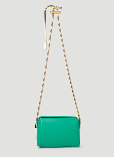 Marni Round Snake Chain Leather Shoulder Bag In Green