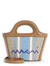 Marni Tropicalia Micro Leather And Embroidered Striped Faux Raffia Tote In Multicolour