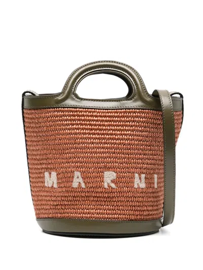 Marni Women Tropicalia Mini Bucket Bag In Zo750 Brick/olive