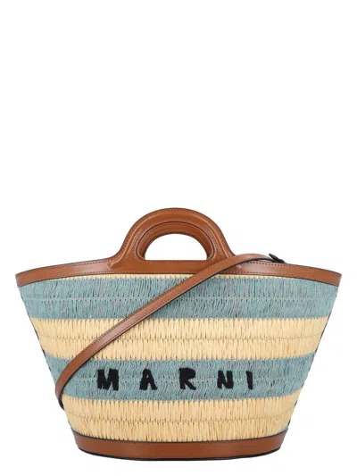 Marni Women's Tropicalia Raffia-effect Small Bag In Gold Sand   Pale Mint