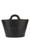 Marni Structured Black Shoulder Bag With Double Top Handle In Black