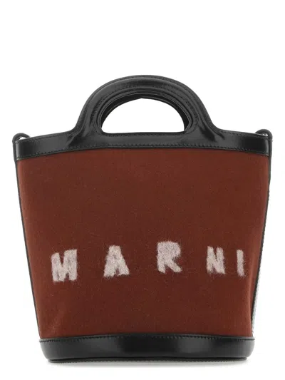 MARNI WOMEN'S TWO-TONE FELT AND LEATHER TROPICALIA BUCKET BAG | SCMP0056Q4P4915 COLOR ZO254