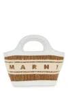 Marni Borsa A Mano Tropicalia Summer Micro Bicolor In Rafia E Pelle Donna In White