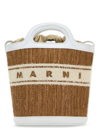 MARNI WOMEN'S TWO-TONE RAFFIA AND LEATHER TROPICALIA BUCKET BAG | SCMP0056L5P7945 COLOR ZO822