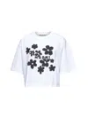 Marni White Cotton T-shirt With Daisy Garden Print In White