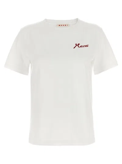 MARNI WOMEN WHITE LOGO T-SHIRT