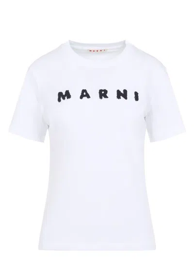 MARNI WOMEN'S WHITE MC T-SHIRT BLACK LOGO