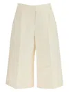 Marni Knee Length Pleated Wide Leg Trousers In Ivory