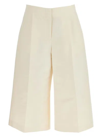 MARNI WOMEN'S WIDE BEIGE BERMUDA LOGOSYMBOL SHORTS
