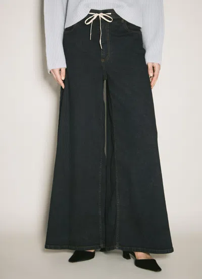 Marni Black Marble Wide-leg Jeans In Mdn99 Black